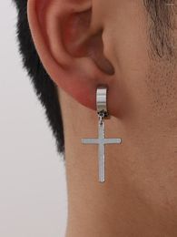 Dangle Earrings Korean Stainless Steel Cross Punk For Men Woman's Ear Drop Pendant Men's Earring Jewellery