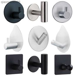1Pcs Stainless Steel Silver Hole-Free Wall Hanging Hook Bathroom Hardware Set Towel Rack Toilet Paper Holder Towel Bar Accessor L230704