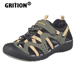 Sandals GRITION Men's Sandals Fashion beach hiking shoes Breathable antiskid fast dry summer men's Neoprene leather 40-46 230719