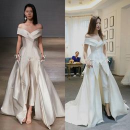 FAshoin Zuhair Murad Evening Dresses Jumpsuit With Long Train Off Shoulder Sweep Train Elegant Prom Dress Party Dress Vestidos Fes239a