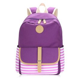 Navy striped high school canvas shoulder bag Travel leisure backpack canvas shoulder school wind bag2294