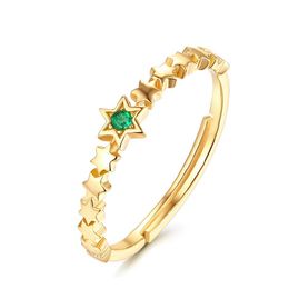 0 3mic 9K Gold Vermeil Plated Natural Emerald Star Ring In 925 Sterling Silver Engagement Wedding Jewellery For Gift232b