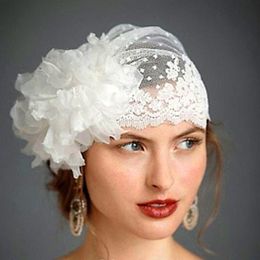 2017 Swiss Dot Tulle Veil Hat With Handmade Flower Lace Trimming Vintage Wedding Veils Bridal Veils223V