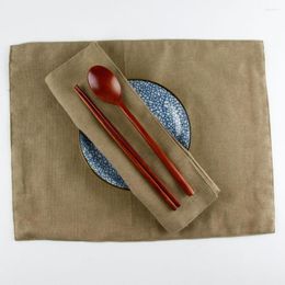 Table Napkin Double Sides Natural Style Cotton Linen Fabric Placemat Insulation Mat Dining Coffee Decoration