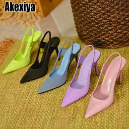 Sandals Comfort Shoes for Women Sandals Stiletto Heels 2023 Summer Suit Female Purple Large Size New Girls Low Pointed High Black Big L230720