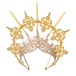 Lolita Halo Crown Costume Accessories Gold Halo Goddess Headpiece Vintage KC Headband Angel Virgin Mary Baroque Tiara Headwear208S