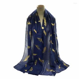 Scarves Cross-Border Fashion Golden Leaves Print Women's All-Match Scarf Headscarf Shawl One Piece Drop