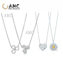 TF real 925 sterling silver Classic female fashion love ring starfish heart shape sunflower shape pendant necklace317m