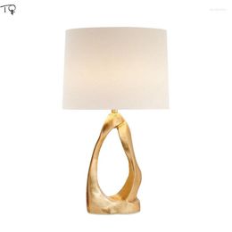 Table Lamps American Luxury Gold Lustre Art Decorative Lamp LED E27 Bedroom Bedside Minimalist Modern Desk Lights Livng/Model Room Bar