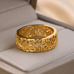 Wave Rings for Women Luxury New in Stainless Steel Ring Gold Plated Vintage Couple Wedding Jewerly anillos mujer