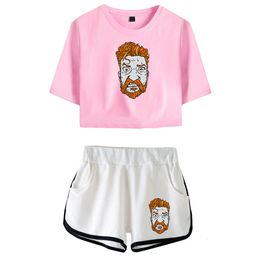 Men s Tracksuits Tyler Childers midriff baring fitted crop sets Printed short tshirt gym streetwear pant hawaii 230720