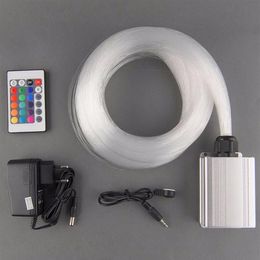 DIY Neon sign 5W RGB LED light engine 200pcs 0 75mm 2M long end glow PMMA optical Fibre kit 24key IR remote250L