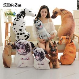 Plush Pillows Cushions 3D Cute Bend Dog Printed Throw Pillow Lifelike Animal Funny Dog Head Cosplay Children Favourite Toy Cushion For Home 230720