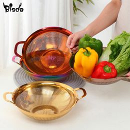 Cooking Utensils 12Pcs Kitchen Strainers Stainless Steel Drain Basket Rice Sieve Fruit Vegetable Bowl Washing Multipurpose 230719