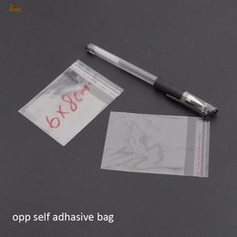 promotion real 1000pcs clear resealable bopp poly cellophane bag 6x8cm transparent opp gift bags plastic packaging self adhesive s240E