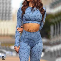 Women's Tracksuits 2023 Thick Arise Winter 2Pcs Long Sleeve Crop Tops Shirts Seamless Yoga Sets Women Fitness Sports Gym Women Active Track Suits J230720