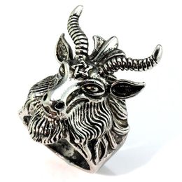 Cluster Rings Whole- MMS Men Ring Jewellery Vintage Satan Worship Ram Aries Zodiac Sheep Goat Head Horn Biker Wicca Star2622