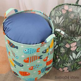 Storage Baskets New Print Laundry Basket Portable Foldable Home Laundry Storage Bag Cotton Linen Hamper for Kids Toys Dirty Clothes Basket R230720