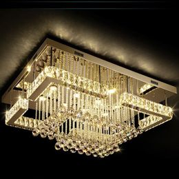 New Modern Luxury Pandant Lights Rectangular LED K9 Crystal Chandeliers Ceiling Mounted Fixutres Foyer Lamps Lights For Living Roo205e