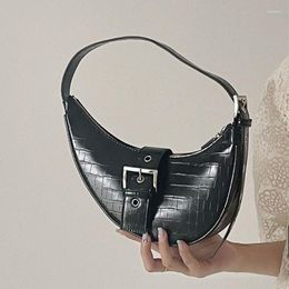 Evening Bags Fashion Black Crocodile Pattern Small Shoulder Bag For Women Work Handbag Office Clutch Purse