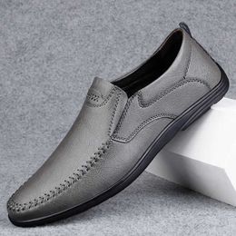 Dress Shoes 2022 Genuine Leather Men Casual Shoes Luxury Brand Mens Loafers Moccasins Breathable Slip on Black Driving Shoes Plus Size 39-46 L230720