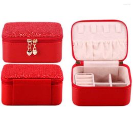 Jewelry Pouches Portable Travel Earrings Organizers Removable PU Leather Gift Multi Compartment Home Display Bedroom Box Dresser Mini