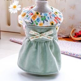 Dog Apparel PETCIRCLE Clothes High Waist Small Floral Green Dress Fit Puppy Pet Cat Spring&Autumn Cute Costume Skirt