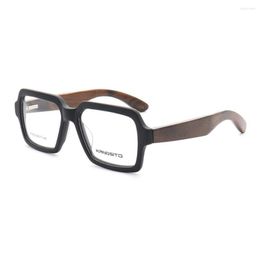 Sunglasses Frames Vintage Brand Men Handmade Glasses Rosewood Frame Nearsight Eyeglasses Retro Women Full-rim Spectacles Black Leopard