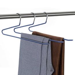 Hangers Racks 1PC Non Trouser Hangers Rack Type Multi -Layer Metal Pants Trouser Wardrobe Wet Dry Drying Hanger Save Space Organiser