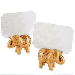 sell 200pcs Golden Elephant Place Card Holder Holders Name Number Table Place Wedding Favour Gift Unique Party Favors274W