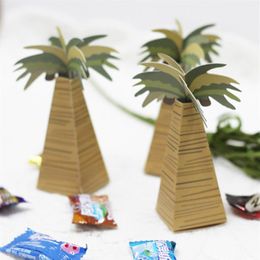 50pcs Palm Tree Wedding Favor Boxes Beach Theme Party Favor Small Candy Gift Box New 321P