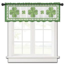 Curtain St. Patrick'S Day Green Four-Leaf Clover Kitchen Curtains Tulle Sheer Short Bedroom Living Room Home Decor Voile Drapes