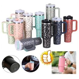 With Logo Branded 40oz Mugs Adventure Water Bottles With Handle Insulated Tumblers Lid Straw Stainless Steel Coffee Termos Cup