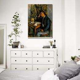 Landscape Canvas Art Young Man and Skull 1898 Paul Cezanne Painting Handmade Living Room Modern Decor