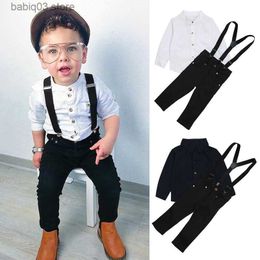 Clothing Sets Children's Spring and Autumn Season Boys' Gentlemen's Wear Long sleeved White Shirt Top+Pants Three Piece Children's Wear T230720