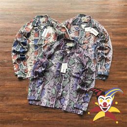 Men's Casual Shirts Snake Print WACKO MARIA Hawaiian Shirt Men Women Vintage Long Sleeved