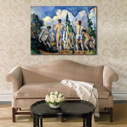 Female Canvas Art Les Baigneurs Paul Cezanne Painting Handcrafted Artwork Home Decor for Bedroom