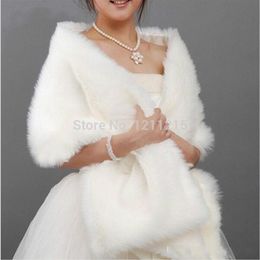 170x35 cm White Faux Fur Shrug Cape Stole Wrap Wedding Bridal Women Shawl Wraps Jackets Plus Size s182L