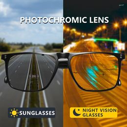 Sunglasses Classic Pochromic Polarised Sunglases Men Night Driving Lens Vision Sun Glasses Outdoor Travel Goggles