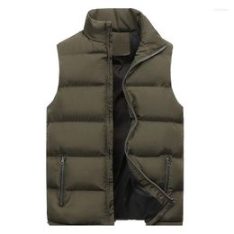 Men's Vests Autumn Winter Europe America Thickening Warm Stand-up Collar Oversize Puffer Vest Men Jacket Sleeveless Zipper Down