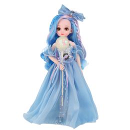 Dolls 16 Blue Girl Doll 32cm Height Full Set 24 Joint Body Movable Pink Skin Lovely Girl's Birthday Gift Toys for Children 230719