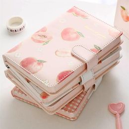 Cute PU Leather Peaches Schedule Notebooks Diary Weekly Planner Notebook School Office Supplies Kawaii Stationery218y