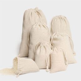 Jewellery Linen Drawstring Pouches 8x10cm 9x12cm 10x15cm 13x17cm 15x20cm 20x30cm Party Candy Sack Cotton Gift Packaging Bags218b