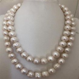 Gorgeous 12-13mm South Sea white pearl necklace 925 silver305Y