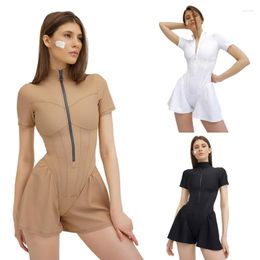 Women's Tanks Fashion Jumpsuit For Women Short Romper With Long Sleeves And Bodycon Fit Summer Sleeve Casual Playsuit