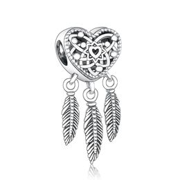 Fit Original Pandora Charm Bracelet Authentic 100% 925 Sterling Silver Dream Catcher Feather Bead For Making Women Berloque 2021309k