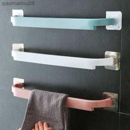 Adhesive Towel Rack Self-Adhesive Towel Rod Towel Bar Stick On Wall Bath Towel Holder Rail Rack Wall-mounted Bathroom Accessorie L230704