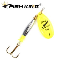 FISH KING 1pc 18g 24g Long Cast Deep Running Spinners Bait Fishing Lure Artificial Hard Baits Metal Pike Lures Fishing Tackle T1912988