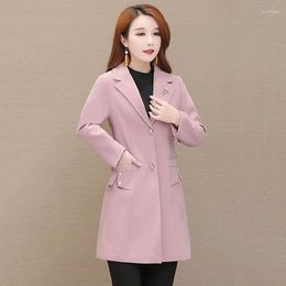 Women's Trench Coats Coat Women 2023 Spring Autumn Korean Single Breasted Mid Long Suit Collar Overcoat Windbreaker Female Outerwear Tops
