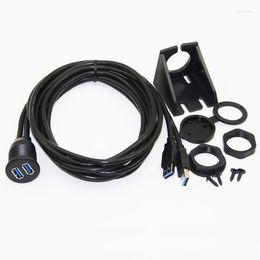 Dual USB 3.0 Male To Double Female Extension Cable 2M For Car Truck Boat